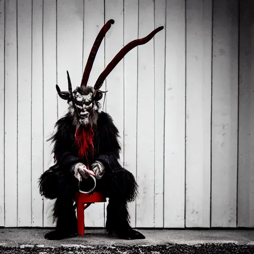 Prompt: portrait photography of krampus, by Annie Leibovitz, fujifilm x100v, s1.4, 8k, high quality