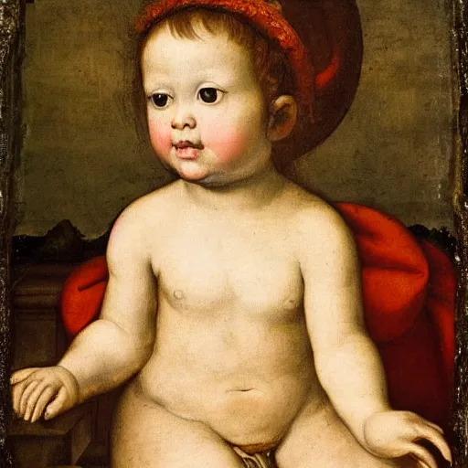 Image similar to Renaissance painting portrait of a cherub