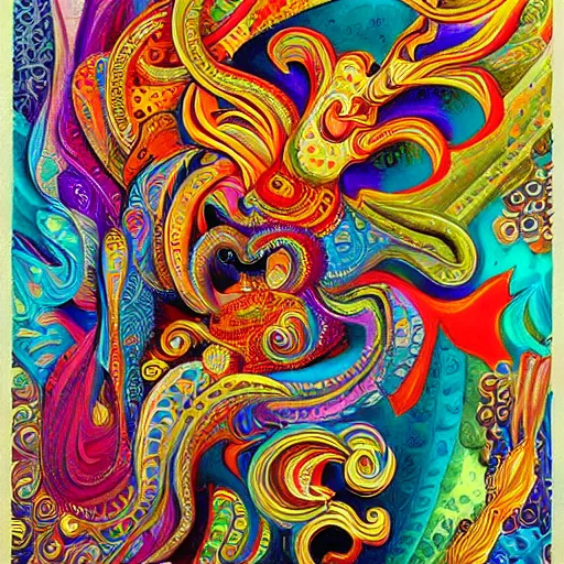 Image similar to beautifully weird cool dynamic variety striking wonderfully beautiful majestic harmony very colourful ornate indian abstract biomorphic surreal art