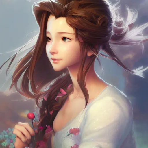 Image similar to aerith gainsborough by Stanley Artgerm Lau, WLOP, Rossdraws, James Jean, Andrei Riabovitchev, Marc Simonetti