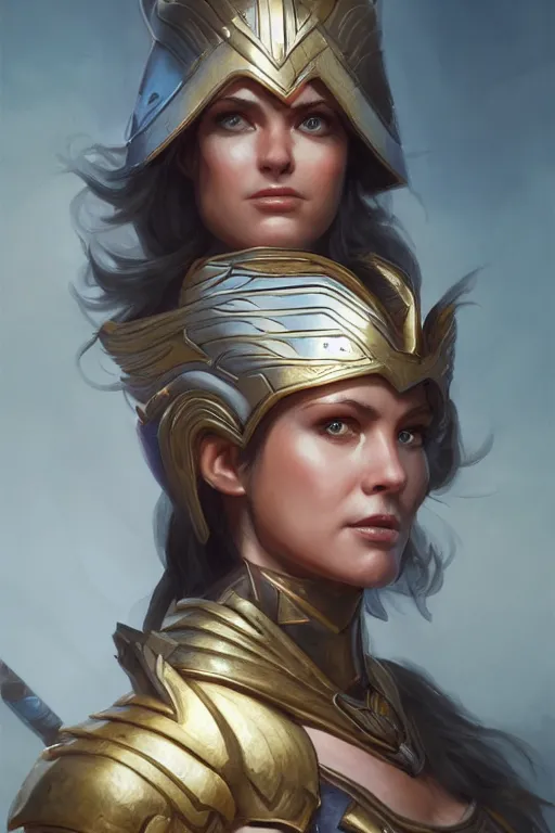 Image similar to amazon valkyrie athena, d & d, fantasy, portrait, highly detailed, headshot, digital painting, trending on artstation, concept art, sharp focus, illustration, art by artgerm and greg rutkowski and magali villeneuve