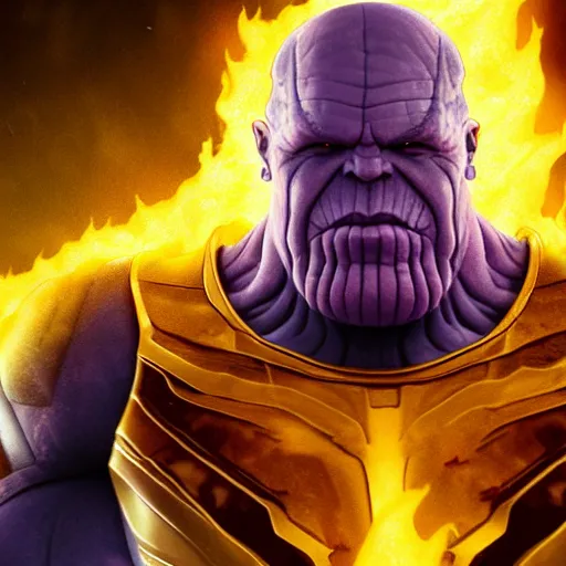 Prompt: thanos setting the world on fire digital art 4k quality super realistic