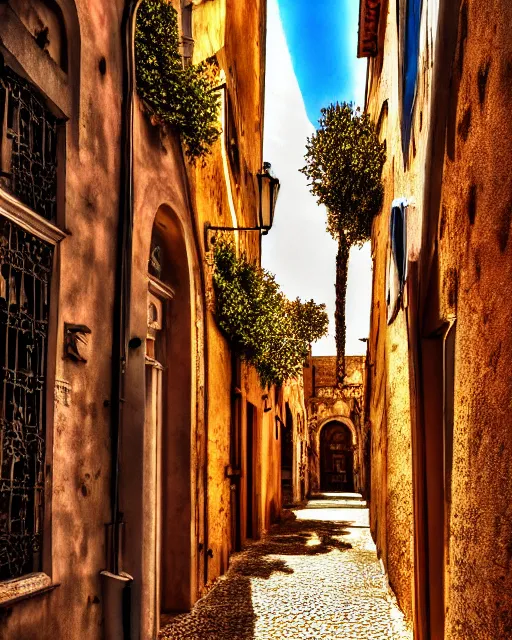 Image similar to backstreet, mediterranean architecture, high production value, intricate details, high resolution, hdr, high definition, masterpiece, realistic, ultrarealistic, highly detailed, hd, sharp focus, non blurry, sharp, smooth