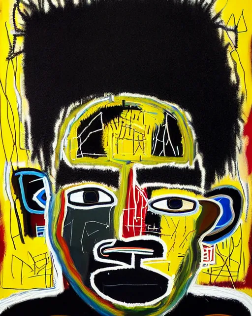 Image similar to A extremely ultra highly detailed majestic hi-res beautiful immaculate head and shoulders award winning painting stunning portrait masterpiece of the face of a strong black african man by Jean-Michel Basquiat, 8k, high textures, ultra hyper sharp, insanely detailed and intricate, super detailed, 8k HDR ultra high quality