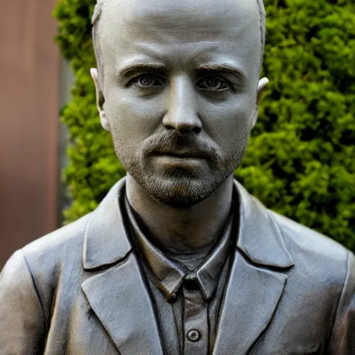 Prompt: Jesse Pinkman from breaking bad as a bronze statue