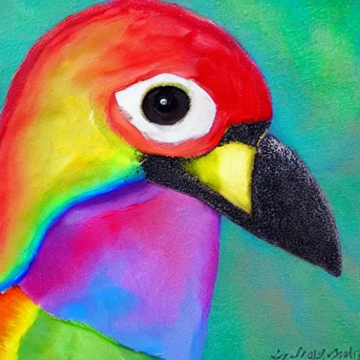 Prompt: a rainbow bird