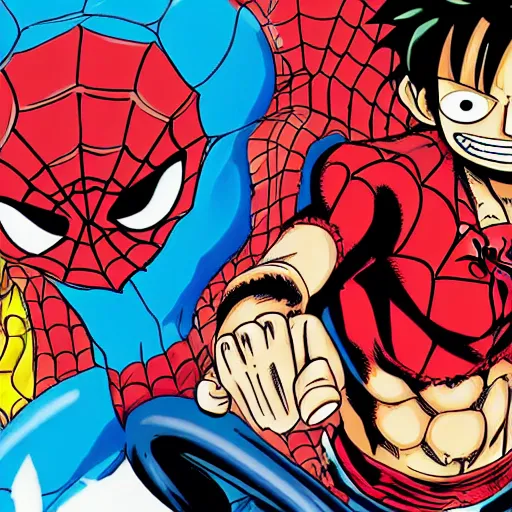 Image similar to Luffy as spiderman