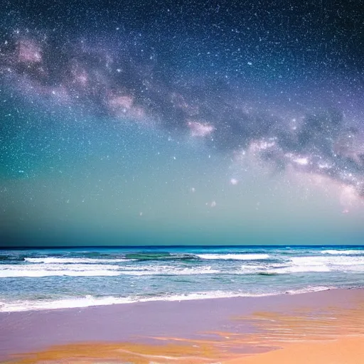 Prompt: planet on milky way as beach