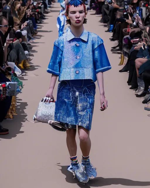 Prompt: hyperrealistic and heavy detailed balenciaga runway show of stranger things in the year 2122 , Leica SL2 50mm, vivid color, high quality, high textured