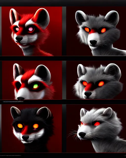 Image similar to furry - male - red - black - weasel - necromancer - fursona uhd ue 5 visual novel pc game expressions, photorealistic