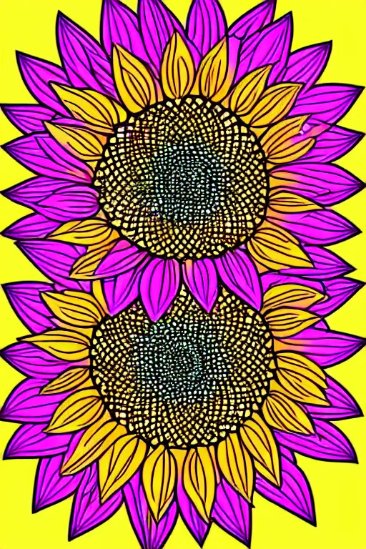 Image similar to minimalist boho style art of a colorful sunflower, illustration, vector art