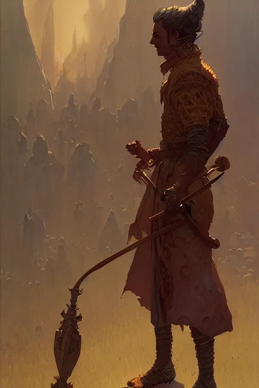 Image similar to attractive male, fantasy, dnd, character design, painting by jean giraud, greg rutkowski, carl larsson