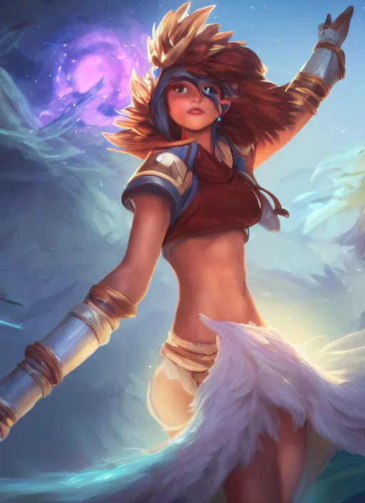 Image similar to taliyah, from league of legends, in shape, cosplay, exhibant au naturel, jungling, hyper detailed, digital art, trending in artstation, cinematic lighting, studio quality, smooth render, unreal engine 5 rendered, octane rendered, art style by klimt and nixeu and ian sprigger and wlop and krenz cushart