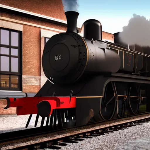 Image similar to a steam engine train at a station platform, highly detailed, photorealistic portrait, bright studio setting, studio lighting, crisp quality and light reflections, unreal engine 5 quality render