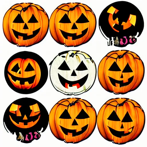 Prompt: vintage 1 9 8 0 s halloween stickers