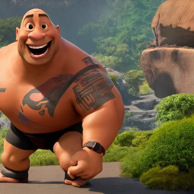 Image similar to dwayne johnson as a pixar disney character from up 2 0 0 9 unreal engine octane render 3 d render photorealistic