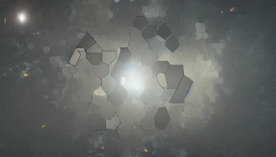 Prompt: hexagon blocking sun, in space, earth visible below, trending on art station, 8 k, octane render