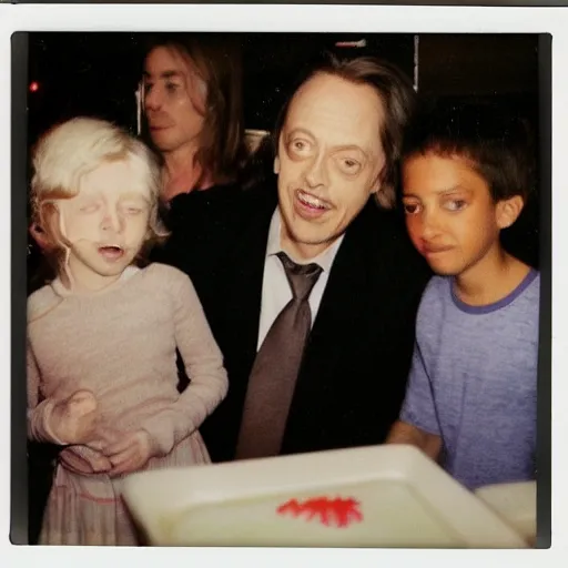 Image similar to polaroid of steve buscemi crashing a children's birthday party