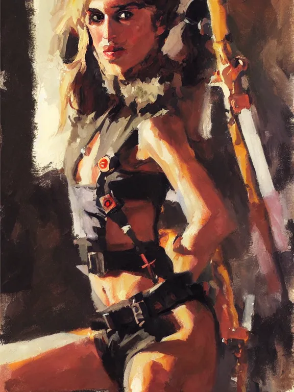 Image similar to portrait of Kiera Knightley as Tank girl by Gregory manchess