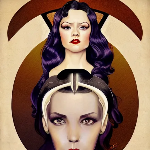 Prompt: an art nouveau, ( streamline moderne ), multi - racial portrait in the style of anna dittmann and charlie bowater and clyde caldwell. very large, clear, expressive, and intelligent eyes. symmetrical, centered, ultrasharp focus, dramatic lighting, photorealistic digital matte painting, intricate ultra detailed background.