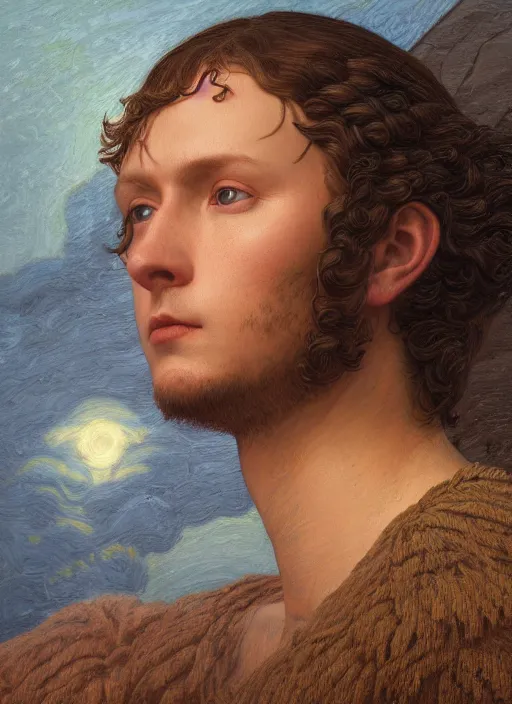 Prompt: intricate oil painting portrait by John William Godward and Anna Dittman and Laurie Greasley and Victo Ngai and Taro Okamoto and Caspar David Friedrich depicting michael the archangel, evening, atmospheric lighting, intricate detail, cgsociety, hyperrealistic, octane render, RPG portrait, ambient light, dynamic lighting