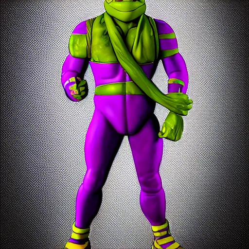 Prompt: donatello from the teenage mutant ninja turtles, 1 9 9 0 s, friendly, high detailed, moonray render