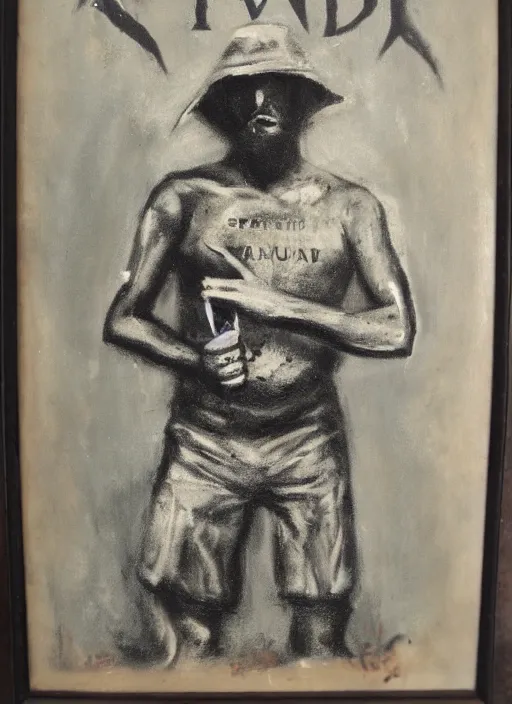 Image similar to vintage dark painting of the survivor