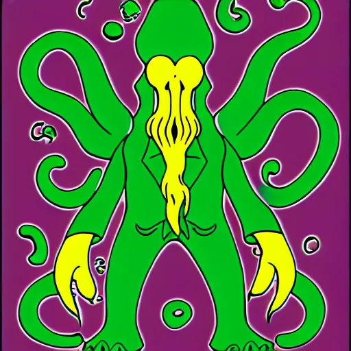 Prompt: cthulhu in the style of the simpsons