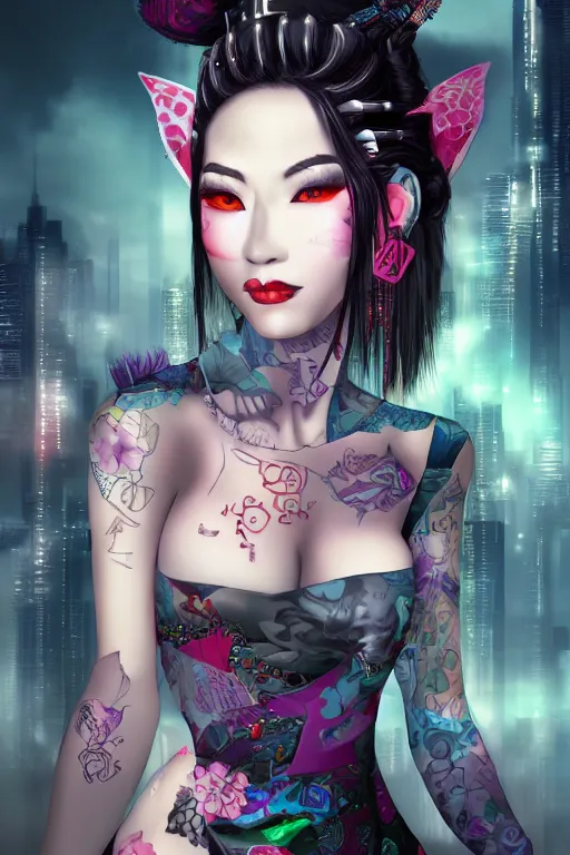 Image similar to agile geisha cyberpunk Dragon princess, digital art, 8k ,character ,realistic, portrait, hyperrealistic