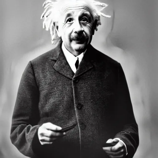 Prompt: Albert Einstein navigating through Internet