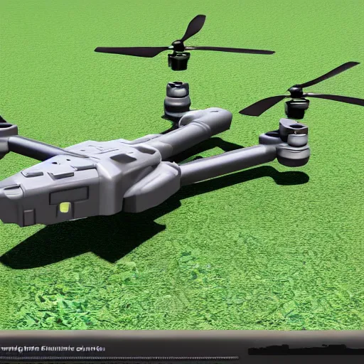 Image similar to brutalist military quadcopter with mounted turret, design concept