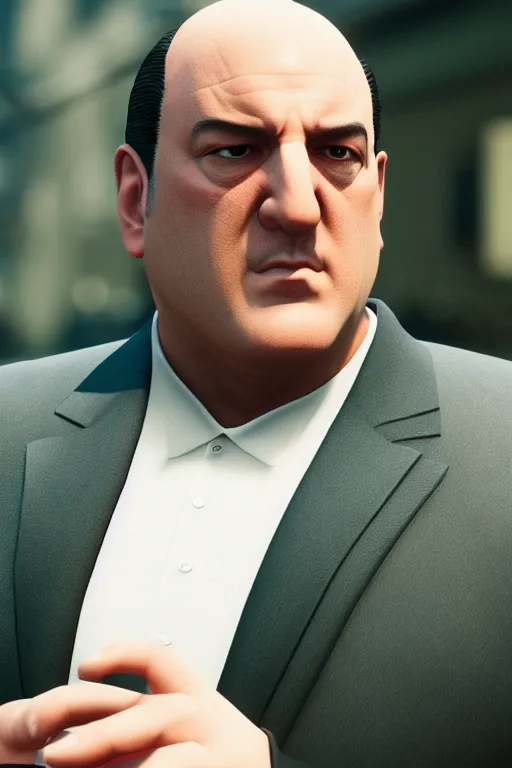 Image similar to [a still of Tony Soprano in Final Fantasy, 4k, HD, high quality, octane]