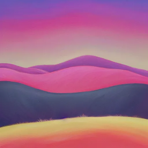 Prompt: a high quality painting of pink hills and pink sky