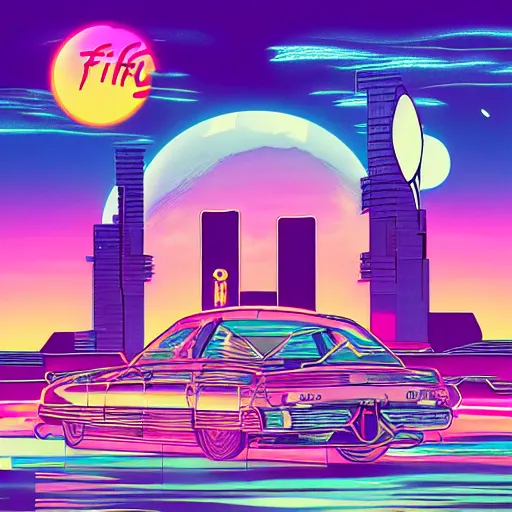 Image similar to lofi vaporwave retro futurism album artwork