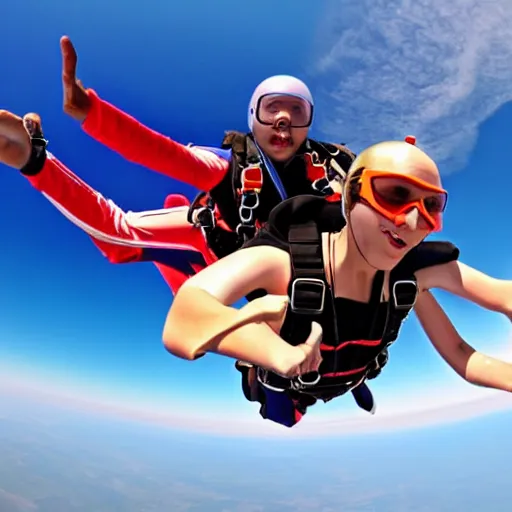 Prompt: skydiving with ice cream cone, 4 k, wide angle, getty images,