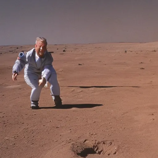 Image similar to rodney dangerfield playing basketball against astronauts on mars