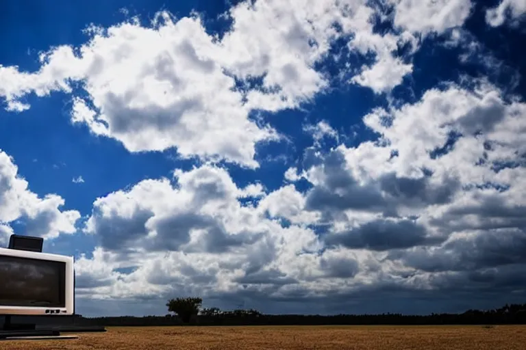 Image similar to modern tv show sky arena surrounded with clouds, wide angle, cinematographic shot, day