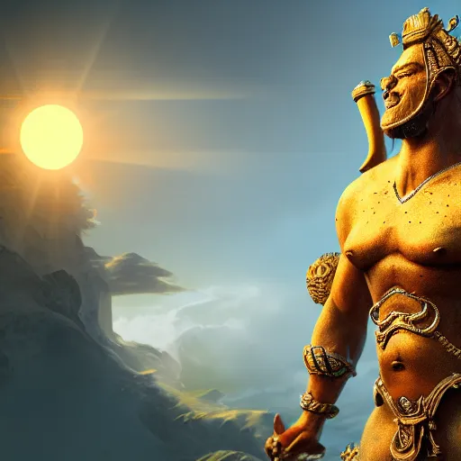 Image similar to god of sun, concept art, highly detailed, digital painting, cinematic light, sharp focus, octane render