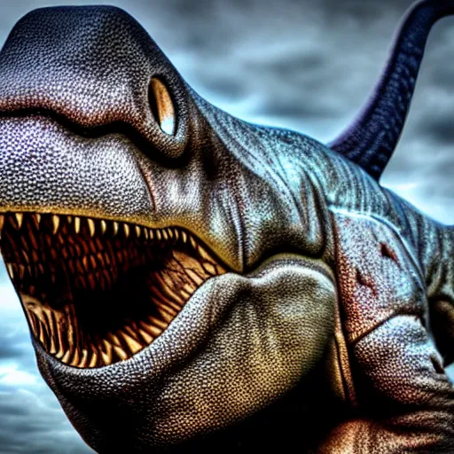 Prompt: dinosaur smoking a cigarette in their mouth realistic hdr professional shot