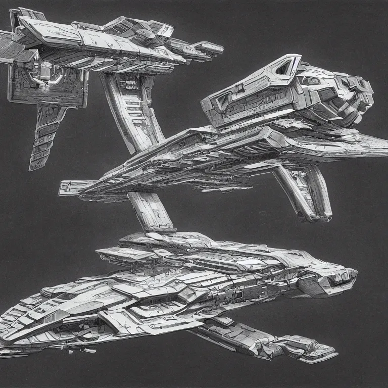 Prompt: a spaceship built by MC Escher, sci-fi concept art, highly detailed