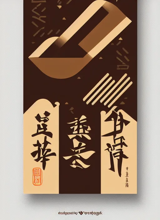 Prompt: poster design with duochrome vintage typographic Japanese katakana, dark brown and beige colour palette, layout design, illustrator vector graphics