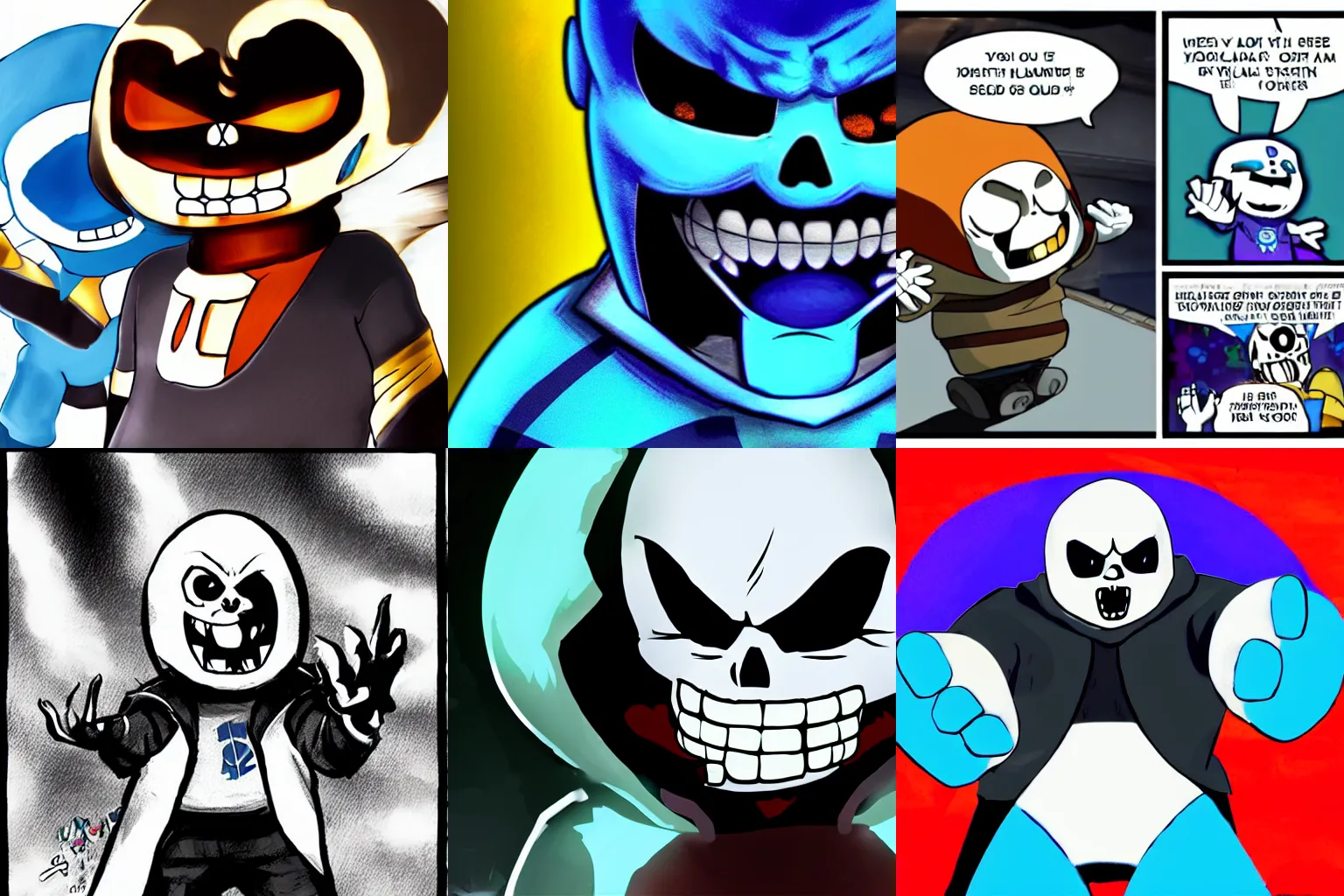Prompt: Sans from Undertale at 100% power
