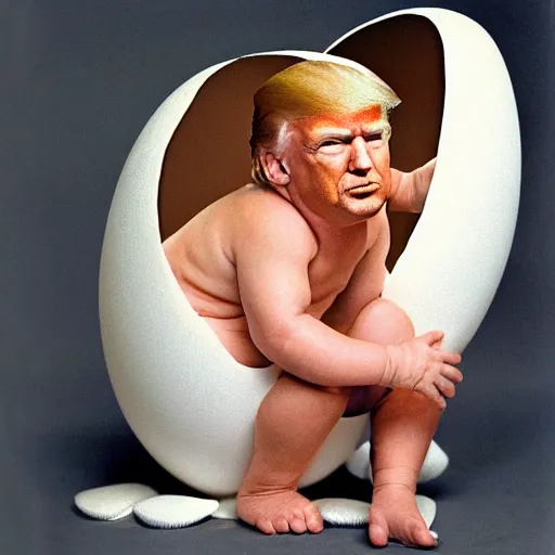 Image similar to Donald Trump in an eggshell photographed by Anne Geddes