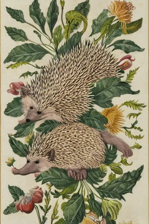 Image similar to sonit the hedgehog, by maria sibylla merian