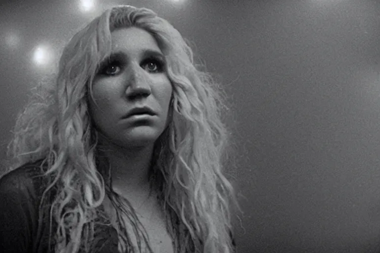 Prompt: film still of kesha in cosmic horror! the musical by david cronenberg, budapest street background, 3 5 mm film, atmospheric, ultra fine detail, film grain, photorealistic, hyperrealistic