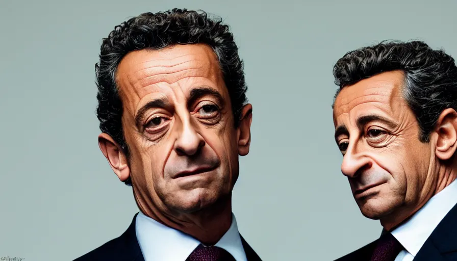 Image similar to hyper-realistic and anamorphic 2010s movie still close-up portrait of Nicolas Sarkozy, by Paolo Sorrentino, Leica SL2 50mm, beautiful color, high quality, high textured, detailed face