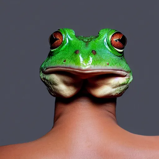 Image similar to portrait of greninja - frog hybrid, head and shoulders shot, by annie leibovitz, portrait of a man, studio lighting