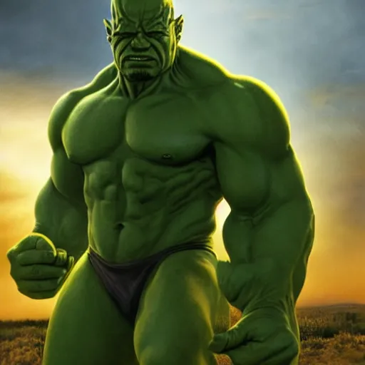 Prompt: the hulk starring as walter white in breaking bad. full body. oil on canvas. intricate. 8 k. highly professionally detailed. hdr. cgsociety