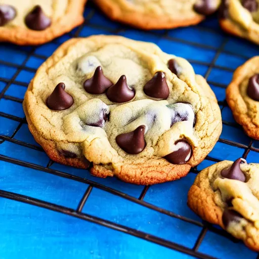 Prompt: chocolate chip cookies made of blue light