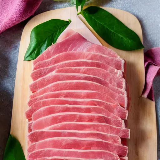 Image similar to a piece of ham stapled to a pink wooden board